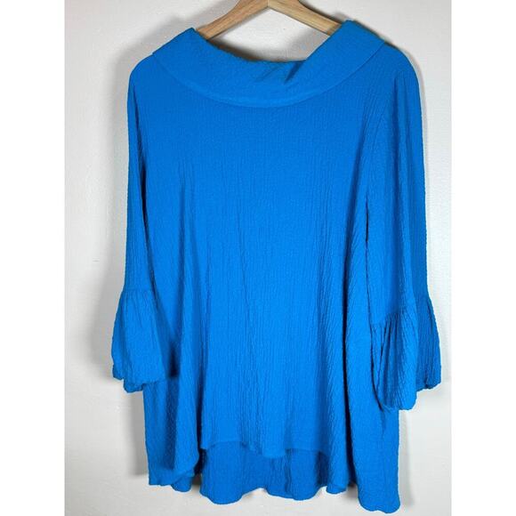 IC Collection Plus Size Lime Ruffle Sleeves Cowl Neck Tunic Top Turquoise XL - Picture 3 of 10